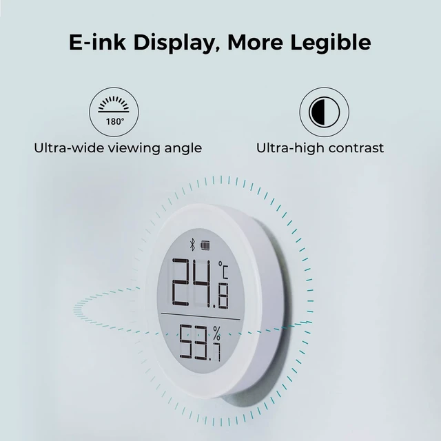 Alt view image 6 of 7 - Thermometer Hygrometer Sensor Works with HomeKit (Only Works with iOS), Wireless Indoor Temperature and Humidity Monitor with E Ink Display for Home, via Thread or Bluetooth