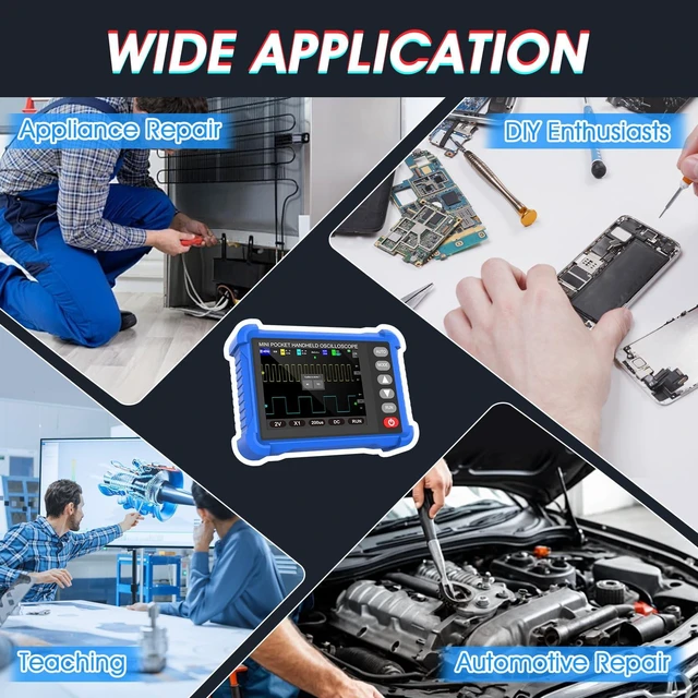 Alt view image 7 of 7 - Handheld Oscilloscope 2.8" TFT 250KHz Bandwidth, 2.5MS/s | Digital Tablet Oscilloscope with High Sampling Rate, Auto Trigger, Portable Mini Oscilloscope Kit for Home/Electrician/DIYer