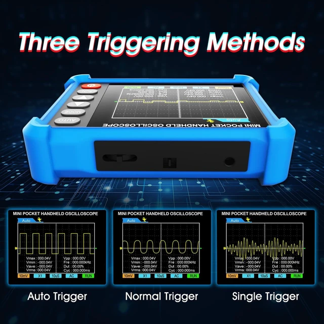 Alt view image 4 of 7 - Handheld Oscilloscope 2.8" TFT 250KHz Bandwidth, 2.5MS/s | Digital Tablet Oscilloscope with High Sampling Rate, Auto Trigger, Portable Mini Oscilloscope Kit for Home/Electrician/DIYer