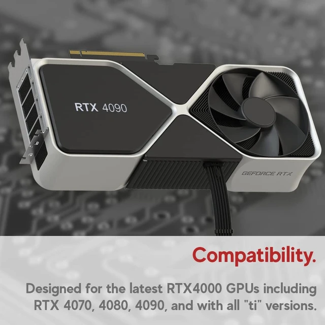 Alt view image 6 of 7 - - AVA 12VHPWR PCIE 5.0 Power Extension Cables600W 16AWGUL-Rated, Sleeved Jacket, Molded Plugs4 Pcs Kit for RTX5000 RTX4000 GPUsBoost Gaming Performance30cm Black