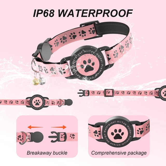 Alt view image 4 of 7 - GPS Cat Tracker Collar (iOS & Android), No Monthly Fee Pet GPS Tracker Pink | Mini Bluetooth Smart Anti-Lost Pet Finder Tag Works with Apple Find My & Google Find Hub