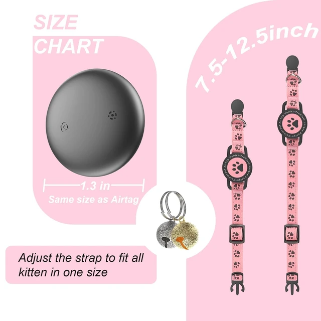 Alt view image 5 of 7 - GPS Cat Tracker Collar (iOS & Android), No Monthly Fee Pet GPS Tracker Pink | Mini Bluetooth Smart Anti-Lost Pet Finder Tag Works with Apple Find My & Google Find Hub