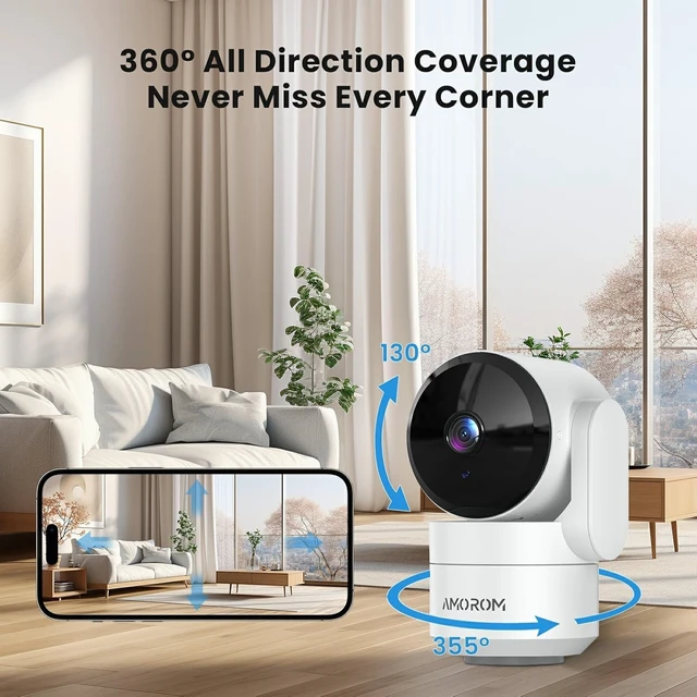Alt view image 2 of 7 - Indoor Cameras, Alexa Camera for Baby/Elderly/Pet Monitoring | AI Smart Detection & Alarm, 2-way Talk, Night Vision, 2.4G WiFi App Control, Cloud & SD Card Storage, 2 Pack