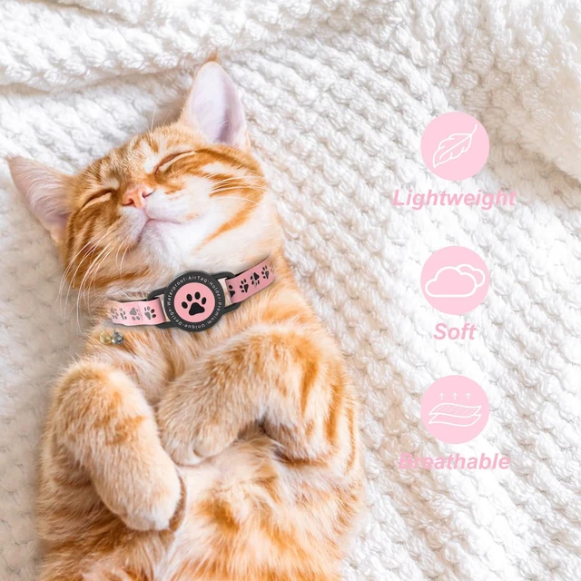 Alt view image 7 of 7 - GPS Cat Tracker Collar (iOS & Android), No Monthly Fee Pet GPS Tracker Pink | Mini Bluetooth Smart Anti-Lost Pet Finder Tag Works with Apple Find My & Google Find Hub