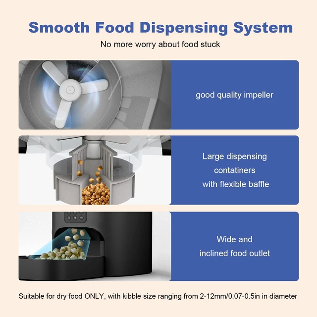 Alt view image 6 of 7 - Automatic Cat Feeder, 4L Cat Food Dispenser with 10s Voice Recorder, Pet Feeder up to 8 Meals per Day, Timed Dog Feeder with Dry Food Sealed Ring