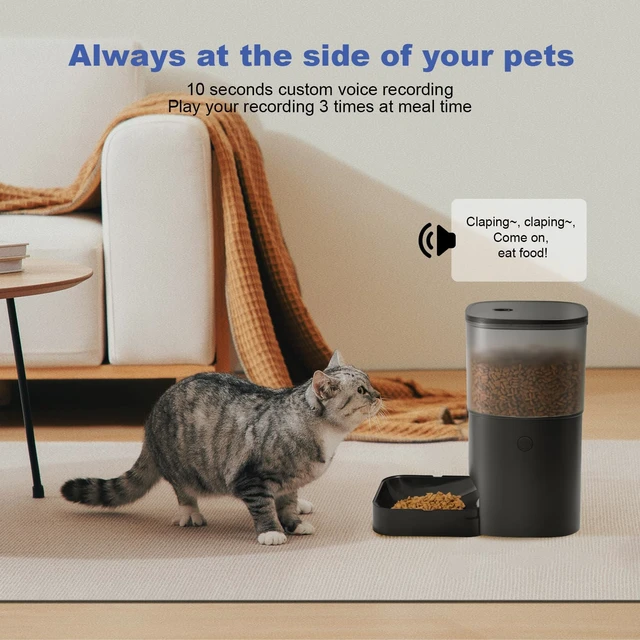 Alt view image 7 of 7 - Automatic Cat Feeder, 4L Cat Food Dispenser with 10s Voice Recorder, Pet Feeder up to 8 Meals per Day, Timed Dog Feeder with Dry Food Sealed Ring