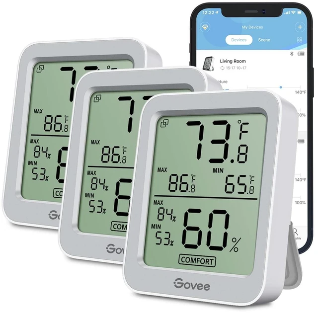 Main image of Indoor Hygrometer Thermometer 3Pack H5075 with Bluetooth App Control | Room Temperature Humidity Meter, 164ft Remote Monitor, Smart Alerts, 2 Years Data Storage Export, for Bedroom Wine Cellar