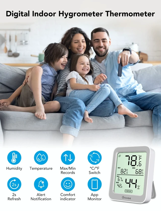 Alt view image 2 of 7 - Indoor Hygrometer Thermometer 3Pack H5075 with Bluetooth App Control | Room Temperature Humidity Meter, 164ft Remote Monitor, Smart Alerts, 2 Years Data Storage Export, for Bedroom Wine Cellar