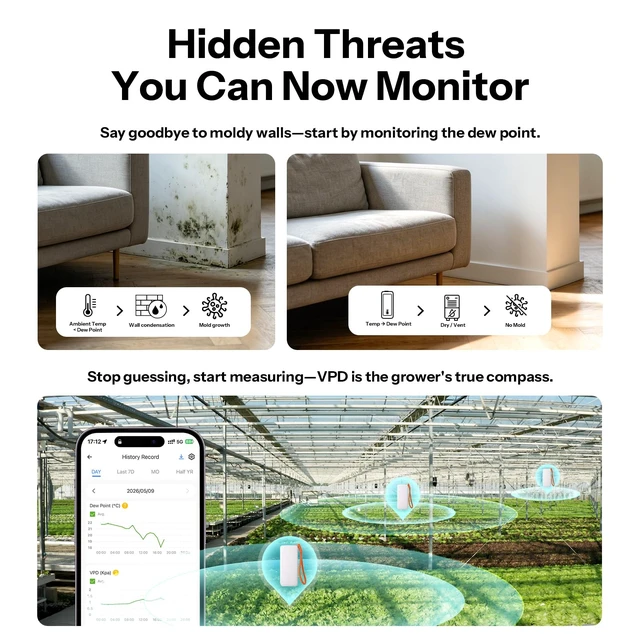 Alt view image 5 of 7 - SNZB-02B AirGuard TH Lite Zigbee Temperature Humidity Sensor, Thermometer Hygrometer with App Alert, Remote Monitoring for Greenhouse & Wine Cellar, Works with Alexa & Google Home, 4-Pack