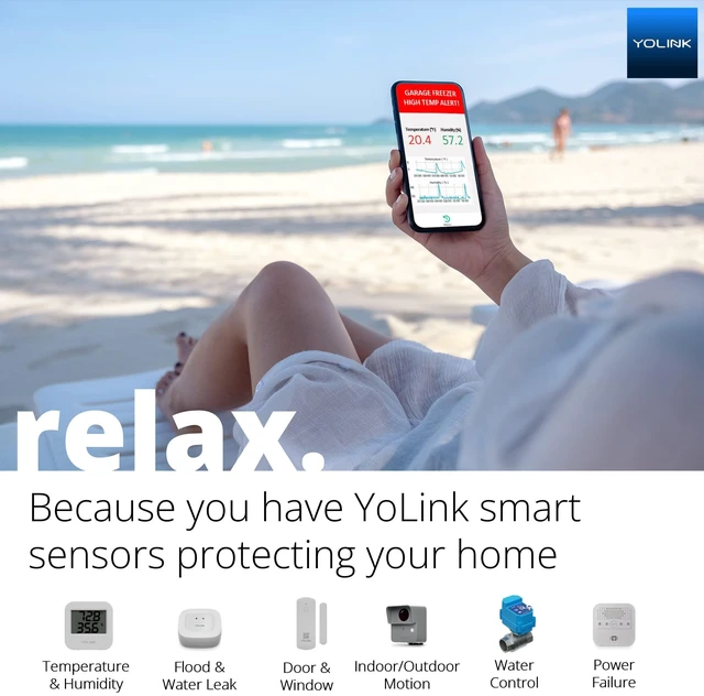 Alt view image 5 of 7 - Outdoor Temperature & Humidity Sensor, YS8005 | Temp/Humidity App Alerts, Up to 2-Year Battery, Works with Alexa/IFTTT, LoRa YoLink Protocol Up to 2034 Feet, Hub Required