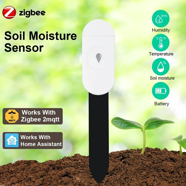 Alt view image 2 of 7 - Intelligent Soil Moisture Sensor, 3 Pack, Zigbee Hub Required | Capacitive Sensor, Moisture/Temperature Meter for Garden Planting, Compatible with Home Assistant Zigbee2mqtt