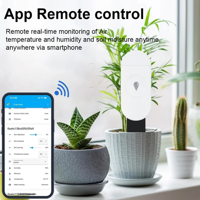 Alt view image 3 of 7 - Intelligent Soil Moisture Sensor, 3 Pack, Zigbee Hub Required | Capacitive Sensor, Moisture/Temperature Meter for Garden Planting, Compatible with Home Assistant Zigbee2mqtt