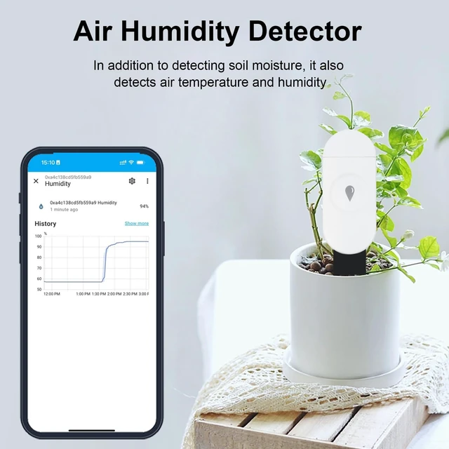 Alt view image 6 of 7 - Intelligent Soil Moisture Sensor, 3 Pack, Zigbee Hub Required | Capacitive Sensor, Moisture/Temperature Meter for Garden Planting, Compatible with Home Assistant Zigbee2mqtt