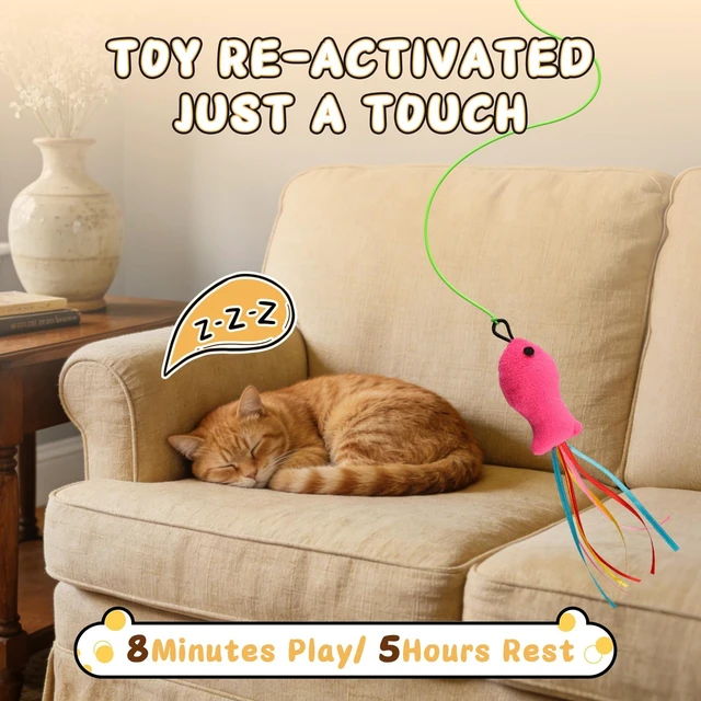 Alt view image 7 of 7 - Automatic Interactive Cat Toy for Indoor Cats, Hanging Cat Toy | Door hanging design with 360° rotating motion, USB-C rechargeable and smart touch restart.