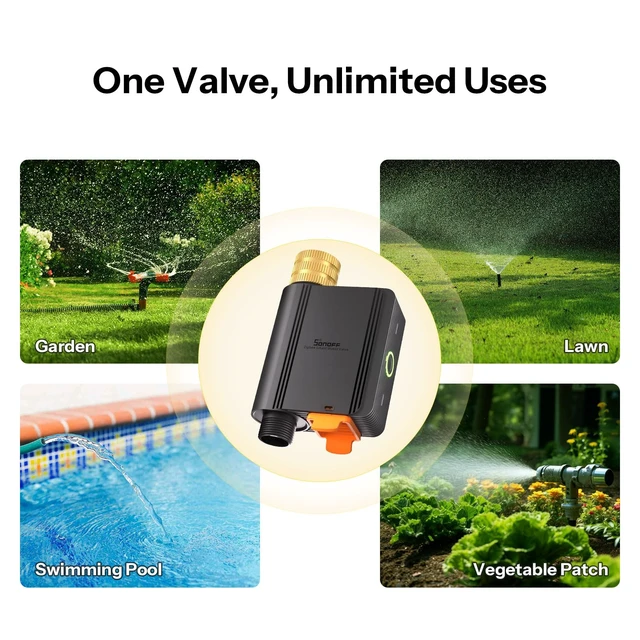 Alt view image 4 of 7 - SWV-ZFU Hydro ONE Zigbee Smart Sprinkler Timer, Brass Inlet, Weather-Adaptive Scheduling Irrigation Timer with Flow Meter for Garden, 4 AA Powered, Requires Zigbee Hub, Compatible with HA