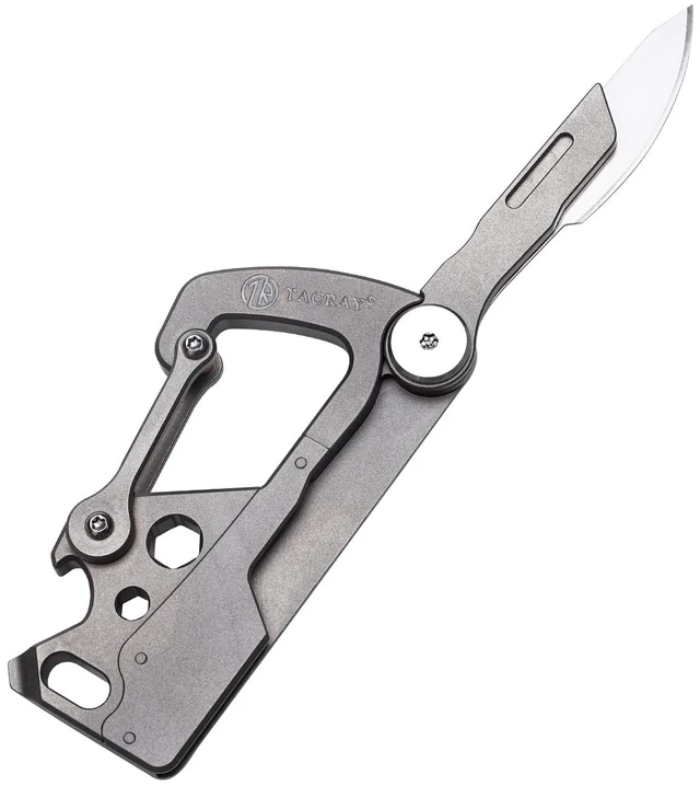 Main image of Titanium Carabiner Keychain Clip with Foldable Utility Small Knife, Multitool Key Holder with Bottle Opener/Flat and Small Hexagonal Screwdrivers, Quick Released Backpack Clasp/Hook for EDC