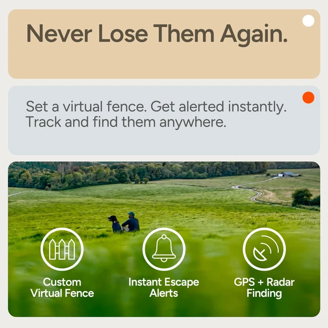 Alt view image 7 of 7 - Smart Dog & Cat GPS Tracker, 4 Smart Modes Real-Time Pet Tracker with Custom Virtual Fence IP67 Waterproof Location History & 365-Day Health Data Monitoring, Subscription Required