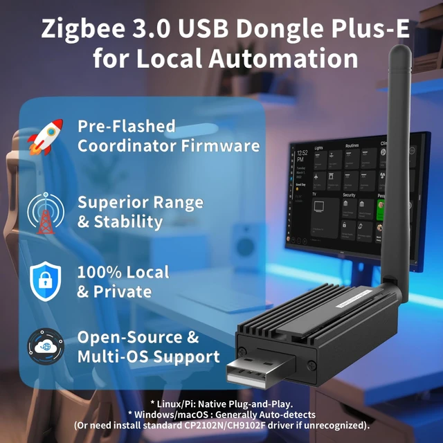 Alt view image 2 of 7 - Zigbee 3.0 USB Dongle Plus-E (ZBDongle-E) | Universal Zigbee Coordinator, EFR32MG21 Chip | for Home Assistant (ZHA), Zigbee2MQTT & openHAB | Local Smart Home Automation Hub, Replaces Cloud Hubs