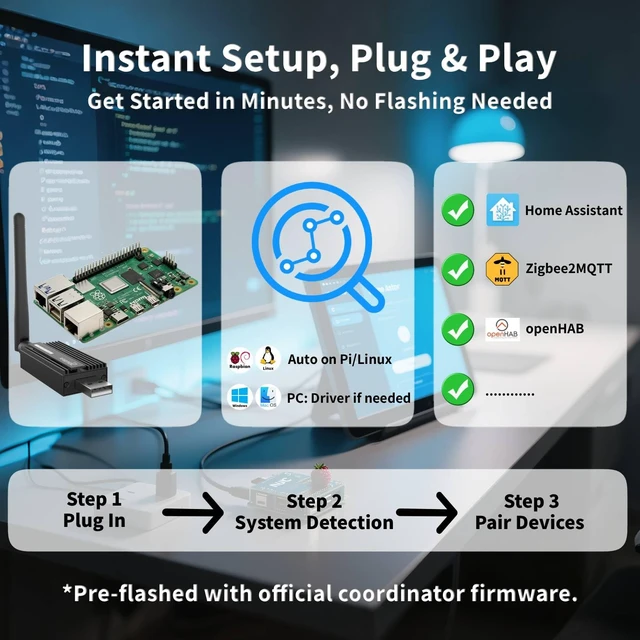 Alt view image 3 of 7 - Zigbee 3.0 USB Dongle Plus-E (ZBDongle-E) | Universal Zigbee Coordinator, EFR32MG21 Chip | for Home Assistant (ZHA), Zigbee2MQTT & openHAB | Local Smart Home Automation Hub, Replaces Cloud Hubs