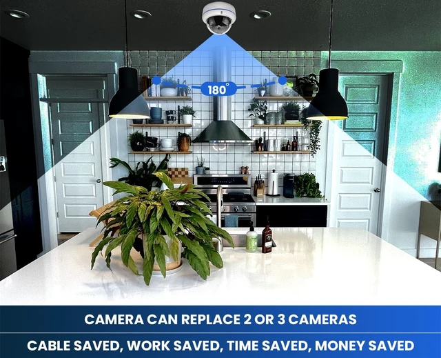 Alt view image 2 of 7 - HD 1080P 2MP 180 Degree Fisheye Dome Security Camera Outdoor Indoor Wired Coax 1.7mm Lens Super Wide Angle 4 in 1 (TVI/AHD/CVI/BNC) Hybrid Analog CCTV Camera with IR Night Vision