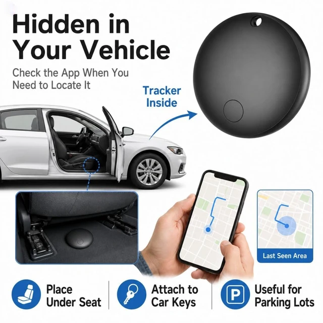 Alt view image 5 of 7 - GPS Tracker for Vehicles No Monthly Fee (Android Only) - 4 Pack | Mini Car Tracker Tag, Tracking Devices, Hidden Compatible with Google's Find Hub for Pet, Car, Key, Luggage