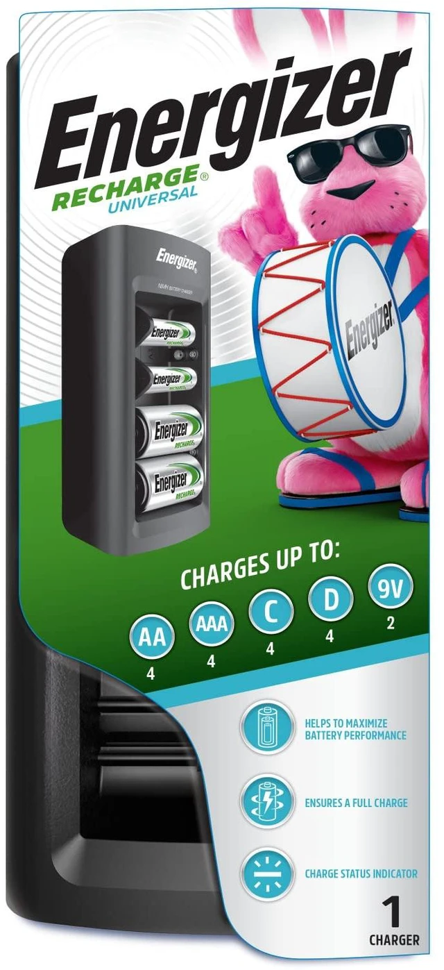 Main image of Recharge Universal Charger for NiMH Rechargeable AA, AAA, C, D, and 9V Batteries