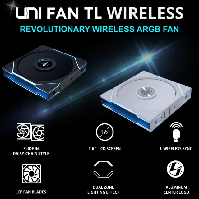 Alt view image 4 of 7 - UNI Fan TL Wireless 140 ARGB PWM Fan, Black (14TL1W1B) | 2.4 GHz Wireless Signal ARGB Fan Control, Dual-Zone Lighting, Fluid Dynamic Bearing, Controller NOT Included & Required