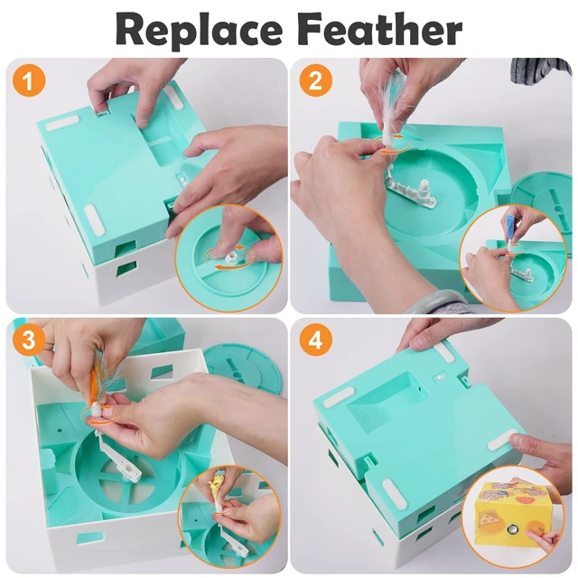 Alt view image 6 of 6 - Automatic MigiBox Plus Cat Toys 3 in1 Interactive Pounce Mystery Under PopSkin 12 Holes Cardboard Kitten Toys for Indoor Rechargable 8 Accessories(White)