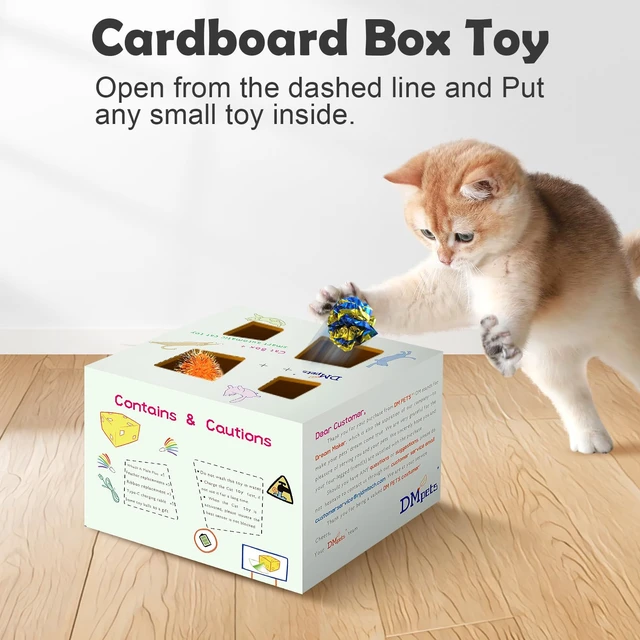 Alt view image 4 of 6 - Automatic MigiBox Plus Cat Toys 3 in1 Interactive Pounce Mystery Under PopSkin 12 Holes Cardboard Kitten Toys for Indoor Rechargable 8 Accessories(White)