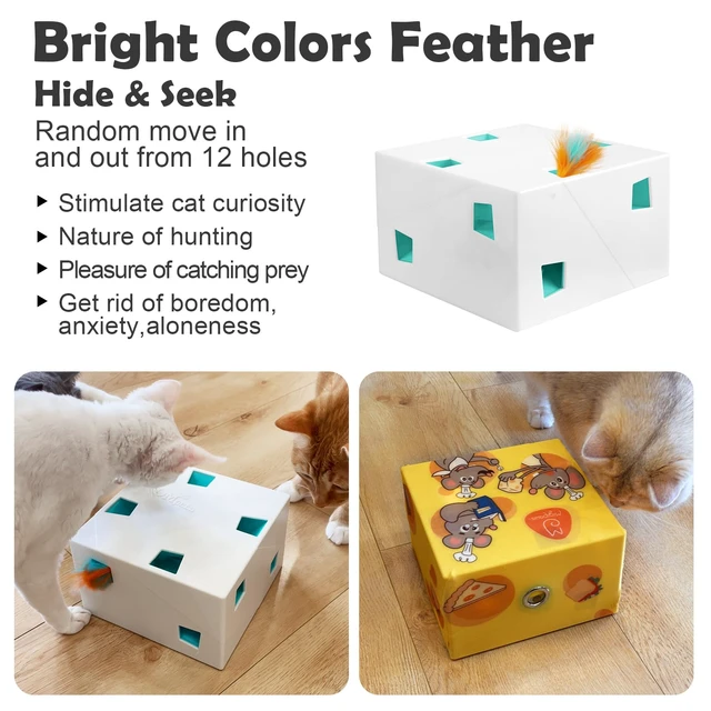 Alt view image 5 of 6 - Automatic MigiBox Plus Cat Toys 3 in1 Interactive Pounce Mystery Under PopSkin 12 Holes Cardboard Kitten Toys for Indoor Rechargable 8 Accessories(White)