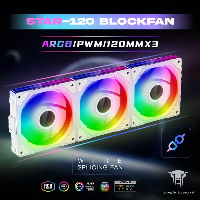 Alt view image 2 of 7 - Interstellar V1 120mm PC Case Fans, White | Daisy-Chain ,Infinity Mirror Module,ARGB PWM, Triple Pack, Computer Case PC Fans