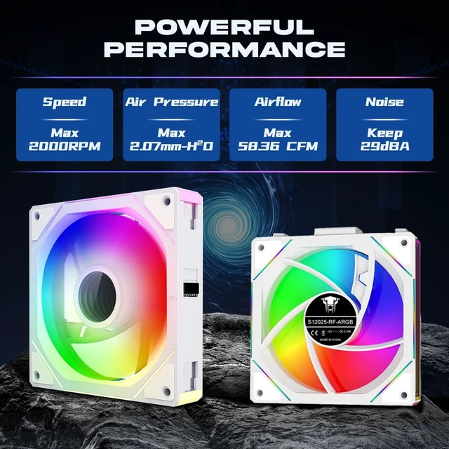 Alt view image 6 of 7 - Interstellar V1 120mm PC Case Fans, White | Daisy-Chain ,Infinity Mirror Module,ARGB PWM, Triple Pack, Computer Case PC Fans