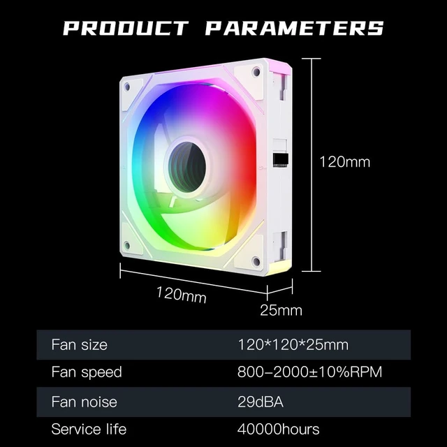 Alt view image 7 of 7 - Interstellar V1 120mm PC Case Fans, White | Daisy-Chain ,Infinity Mirror Module,ARGB PWM, Triple Pack, Computer Case PC Fans