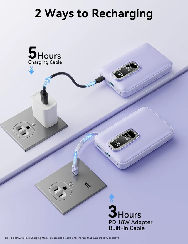 Alt view image 5 of 7 - Magnetic Portable Charger 10000mAh USB-C 20W Magnetic Power Bank for iphone | Built-In USB C Cable,Foldable Stand,LED Display up to 20W Fast Charging,Travel & Daily Use for iPhone All Series