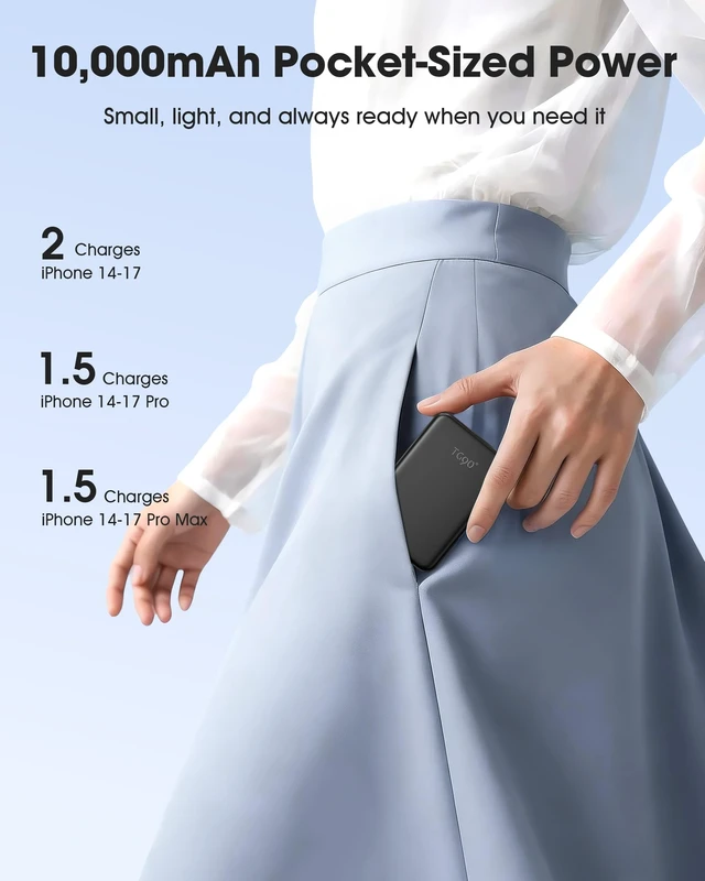 Alt view image 4 of 7 - ° Mini Magnetic Power Bank,10,000mAh Magsafe Portable Charger,Black | 15W Ultra Slim PowerBank,22.5W Fast Charging,Compact Wireless Travel Essential Battery Pack,for iPhone 12-18 & Duo and More