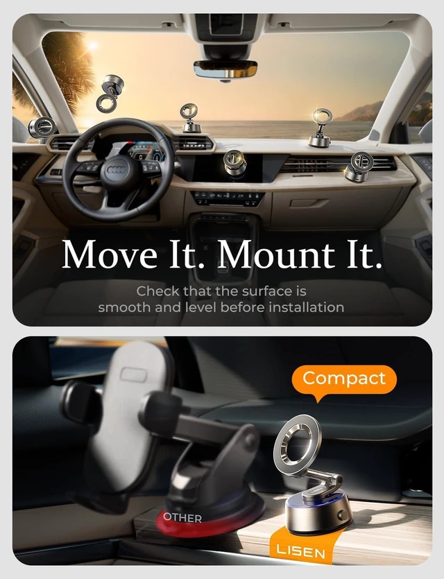 Alt view image 4 of 7 - Suction Phone Mount for CarLeaves No Residue, 360 Adjustable Vacuum Magnetic Phone Holder for Car Dashboard Universal Magsafe Accessories for iPhone 18 Pro Max Air 17 16 15 14 13