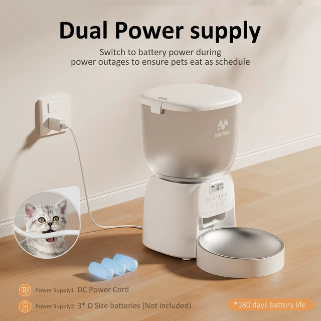 Alt view image 3 of 7 - Automatic Cat Feeder: 4L Cat Food Dispenser Timed Precise Auto Feeder Programmable 1-6 Meals- Easy to Clean& Dual Power with Desiccant Bag Keeps Food Fresh- Reliable Pet Feeder for Cats