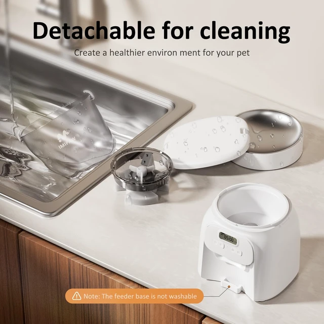 Alt view image 5 of 7 - Automatic Cat Feeder: 4L Cat Food Dispenser Timed Precise Auto Feeder Programmable 1-6 Meals- Easy to Clean& Dual Power with Desiccant Bag Keeps Food Fresh- Reliable Pet Feeder for Cats