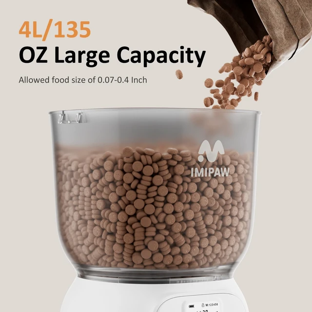 Alt view image 6 of 7 - Automatic Cat Feeder: 4L Cat Food Dispenser Timed Precise Auto Feeder Programmable 1-6 Meals- Easy to Clean& Dual Power with Desiccant Bag Keeps Food Fresh- Reliable Pet Feeder for Cats