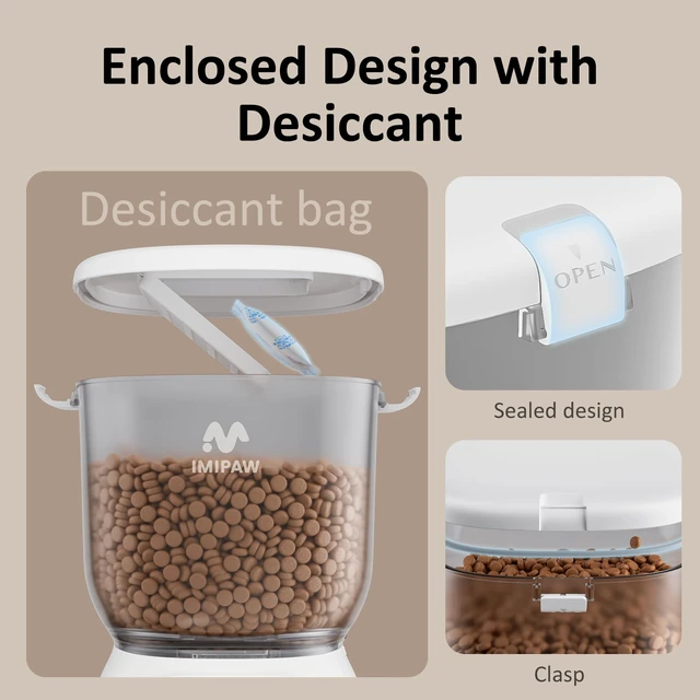 Alt view image 7 of 7 - Automatic Cat Feeder: 4L Cat Food Dispenser Timed Precise Auto Feeder Programmable 1-6 Meals- Easy to Clean& Dual Power with Desiccant Bag Keeps Food Fresh- Reliable Pet Feeder for Cats