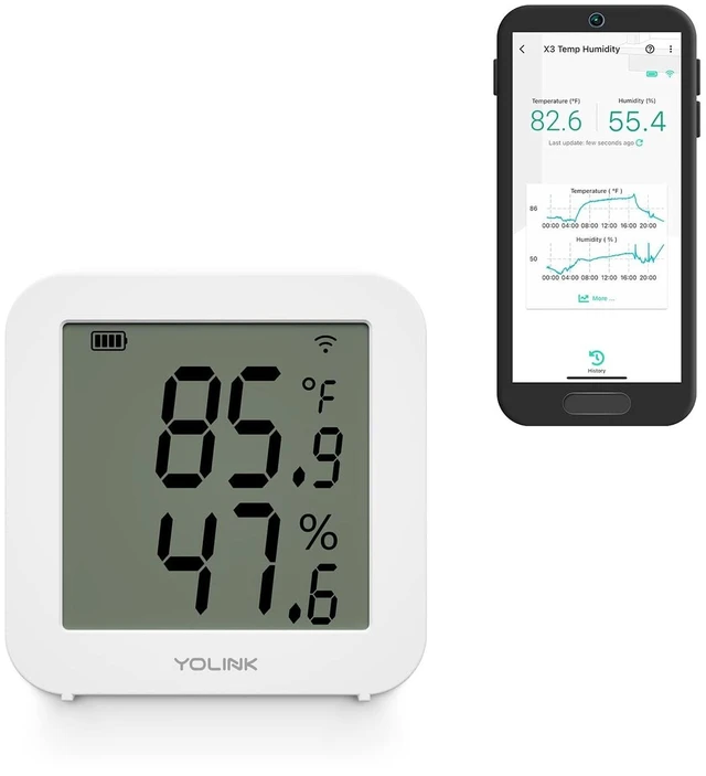 Main image of X3 Temperature & Humidity Sensor, YS8006 | Refresh Temp/Humidity in the App, Works with Alexa/IFTTT/Home Assistant, LoRa YoLink Protocol Up to 2034 Feet, Hub Required