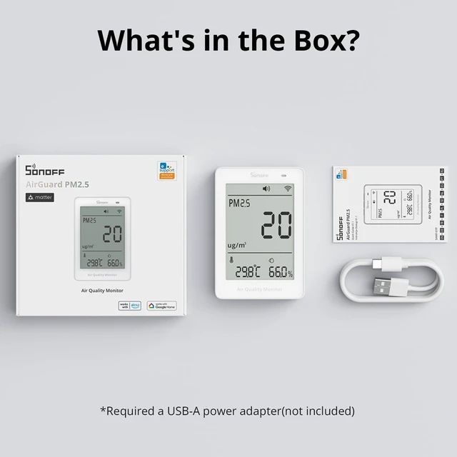 Alt view image 7 of 7 - SAWF-07P Smart Indoor Air Quality Monitor with PM2.5, PM10, Temperature & Humidity Sensor, Real-Time Display, Notification, Matter-Compatible, 2.4GHz WiFi, 3.73-inch Screen, for Bedroom, Nusery
