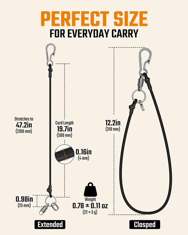 Alt view image 6 of 7 - KC08 Magnetic Phone Tether, Titanium Quick-Release Cell Phone Lanyard, Stretchy Anti Theft Strap for Smartphones, Keys & EDC Gear, Keychain Lanyard for Hiking, Fishing, Cycling, Travel