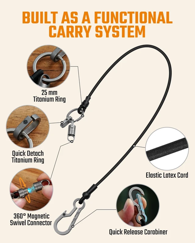 Alt view image 7 of 7 - KC08 Magnetic Phone Tether, Titanium Quick-Release Cell Phone Lanyard, Stretchy Anti Theft Strap for Smartphones, Keys & EDC Gear, Keychain Lanyard for Hiking, Fishing, Cycling, Travel