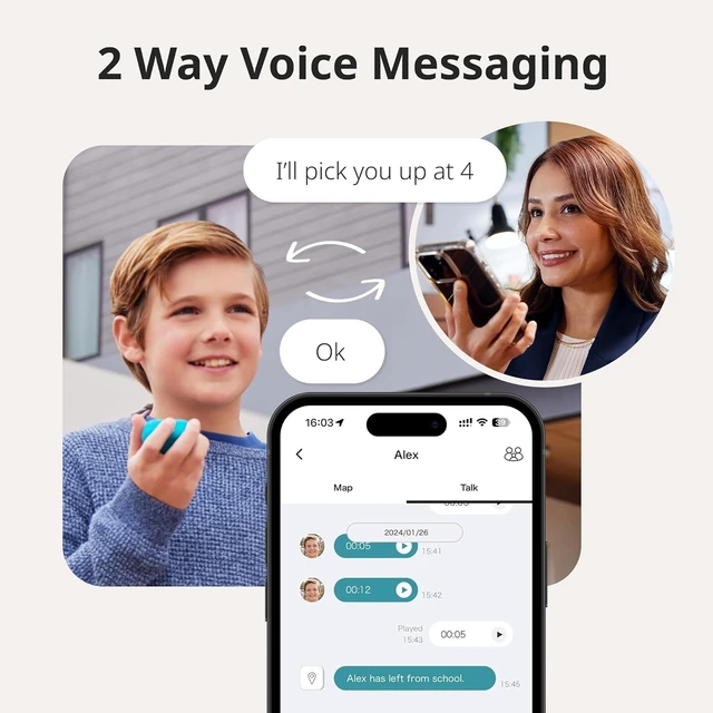 Alt view image 2 of 7 - Talk® Kids GPS Tracker with 2-Way Voice Messaging - Screen-Free, School-Friendly, 7-Day Battery, Subscription Required, 30-Day Satisfaction Promise
