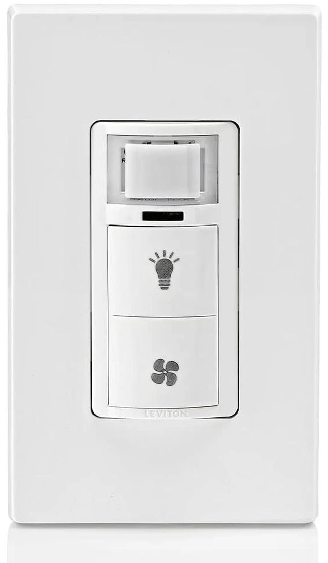 Alt view image 2 of 7 - Dual Combination Humidity Sensor with Separate Light Switch, Automate Bathroom Exhaust Fan, Air Circulation, Moisture Control, Single Pole/Single Pole, ¼ HP, DHD05-1LW, White