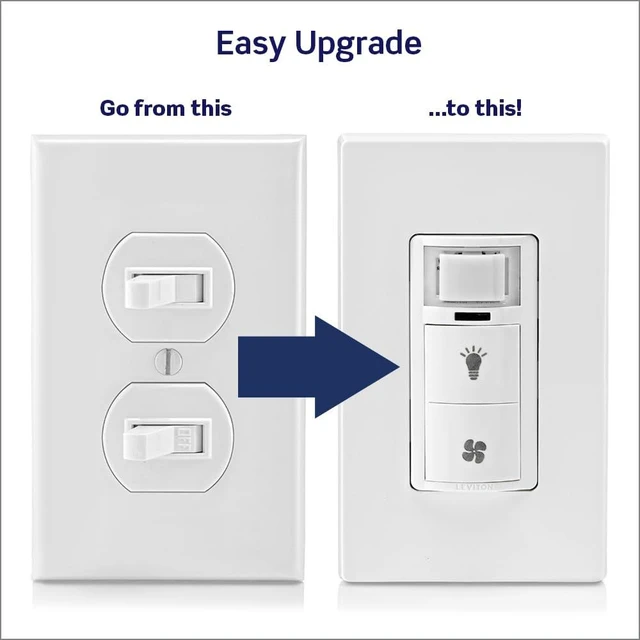 Alt view image 3 of 7 - Dual Combination Humidity Sensor with Separate Light Switch, Automate Bathroom Exhaust Fan, Air Circulation, Moisture Control, Single Pole/Single Pole, ¼ HP, DHD05-1LW, White