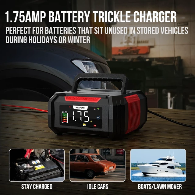 Alt view image 3 of 7 - 15A Battery Charger, Trickle Charger 12V/24V Car Battery Charger 9-Stage Smart LiFePO4 Charger Battery Maintainer w/Overcharge Protection Pulse Repair for Car Truck Motorcycle Lawn Mower