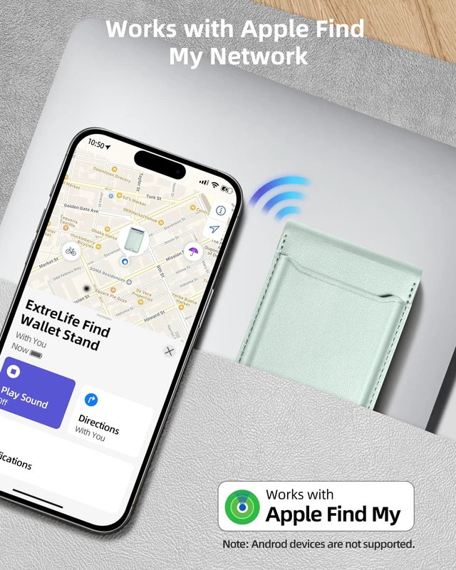 Alt view image 2 of 7 - for Magsafe Wallet, Works with Apple Find My, 6 Cards Holder | Adjustable Stand, RFID Blocking, Strongest Magnetic Wallet for iPhone 18/17/16/15/14/13/12 Series, Vegan Leather, Green