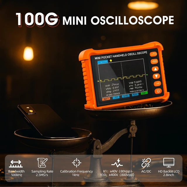 Alt view image 2 of 7 - Oscilloscope, AIOMEST Portable Mini Pocket Digital Oscilloscope Kit with 500KHz Bandwidth 2.5MS/s, USB Osciloscopio Automotriz for Automotive DIY, Electronics Hobbyists, Student Lab